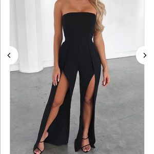 Babyboo Split Leg Black Jumpsuit